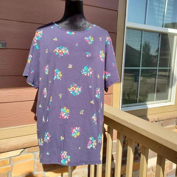 Croft & Barrow Blue Floral Short Sleeve T-Shirt Women's Plus Size 2X NWOT - Picture 10 of 15